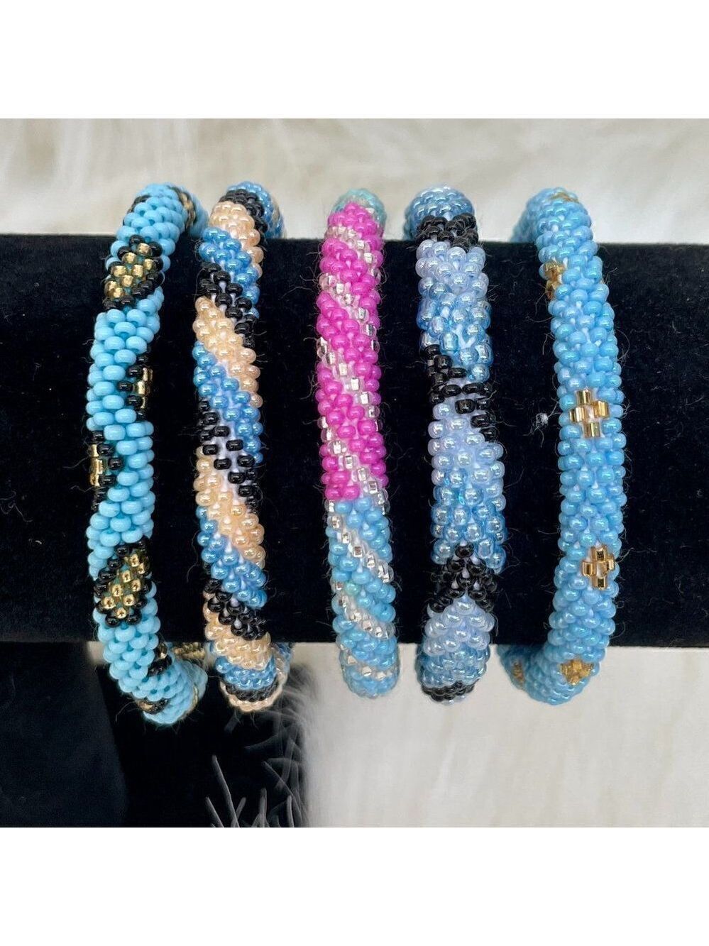 HAND CRAFTED in Nepal Beaded Bracelets (set of 5) #201